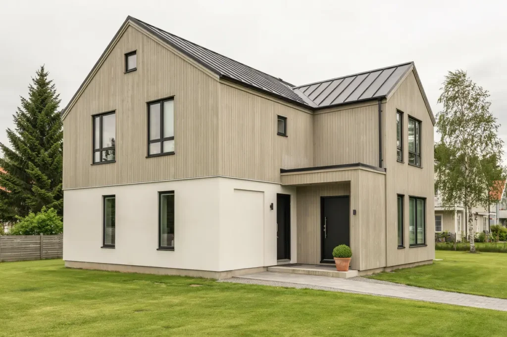 tillbyggnad av entr och groventr p villa i norrt lje