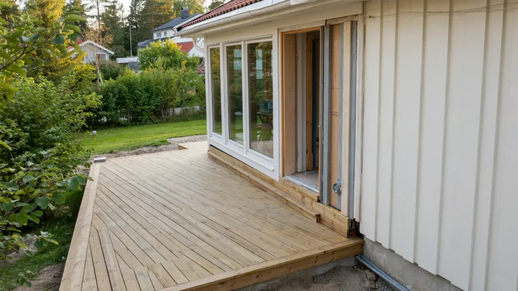 byggnation av trall och uterum vid villa i stersk r roslagen